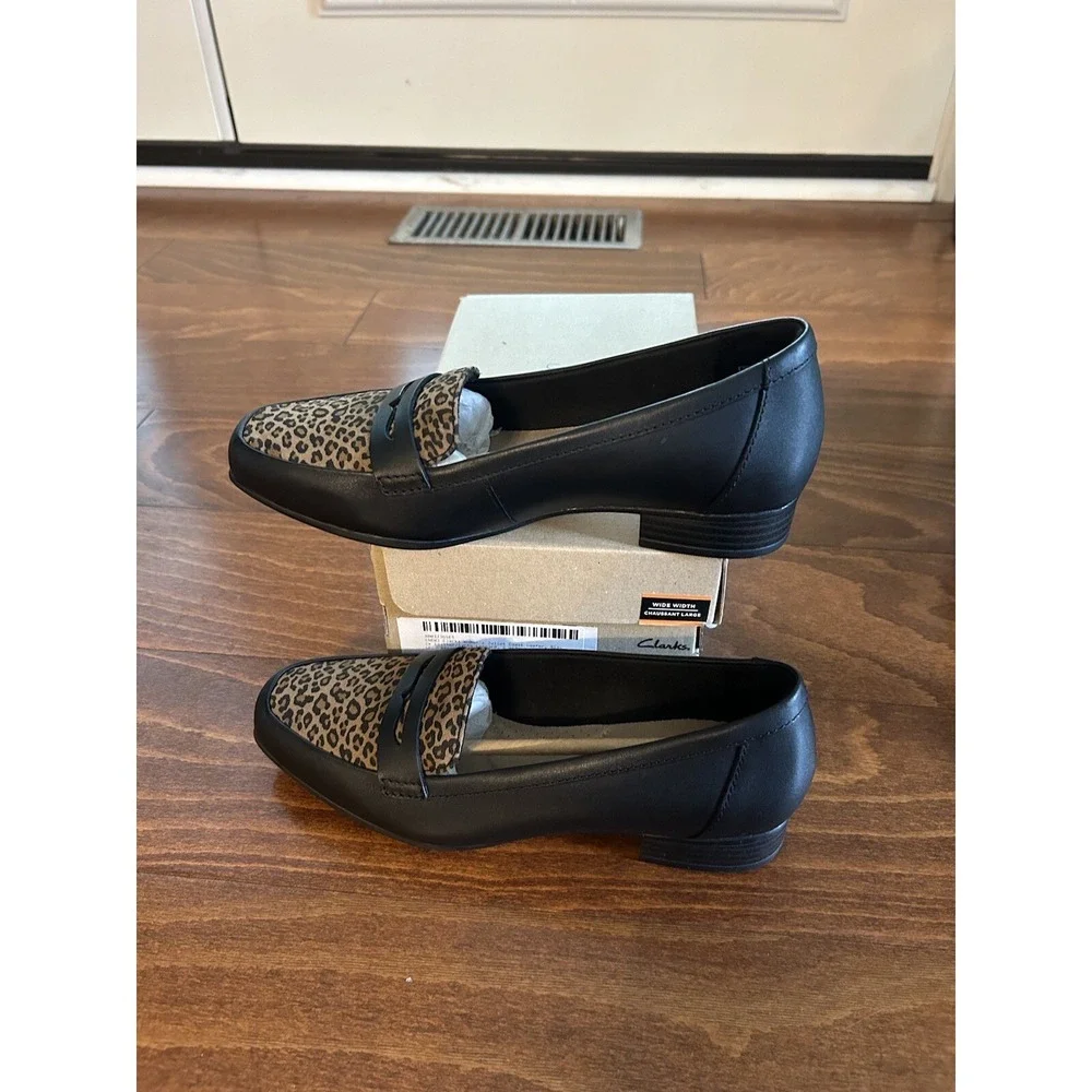 Clarks Juliet Coast‎ Casual Women's Shoes Black Combi Leather NEW 6 W